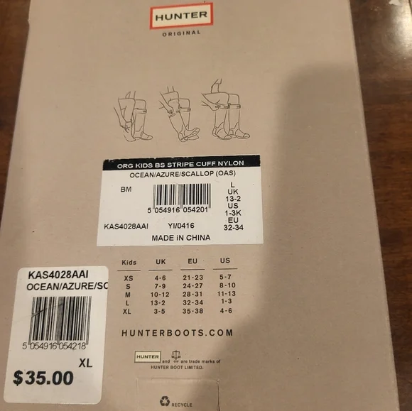 HUNTER Kids Half Cardigan Boot Socks Fondant Pink Size XL - Picture 5 of 5